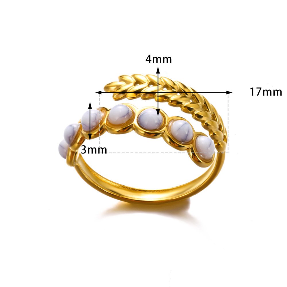 Olive Branch Gold Plated Ring with White Marble Stones