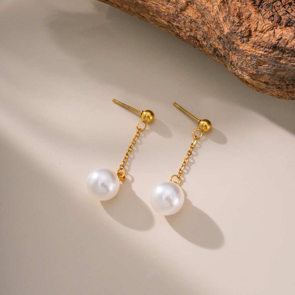 18k Gold Plated Minimal Pearl Drop Earring