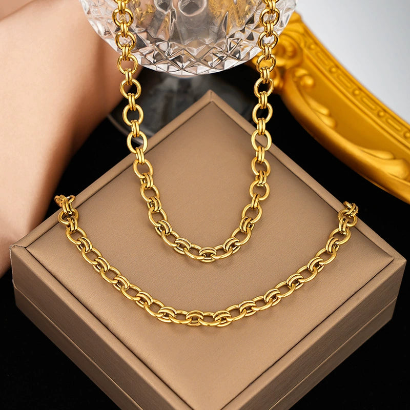 Bold Gold Plated Adjustable Chain Necklace