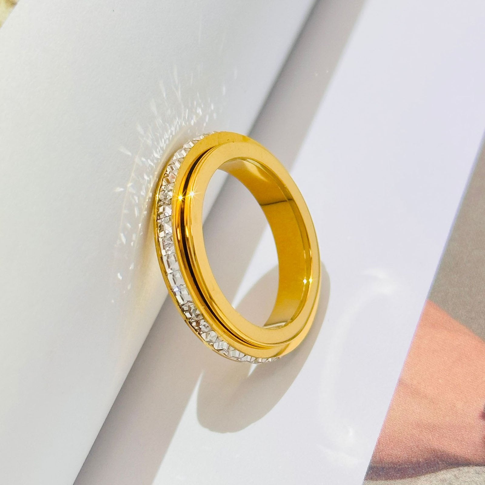 Stress Control Spinning wheel Gold Plated Ring (Size 7) (1.7cm)