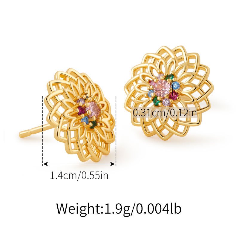 18K Gold-Plated Filigree Flower Stud Earrings