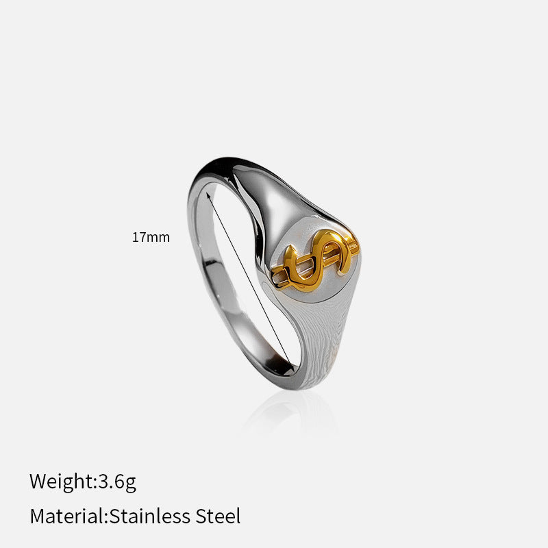 Modern Stainless Steel Dollar Ring