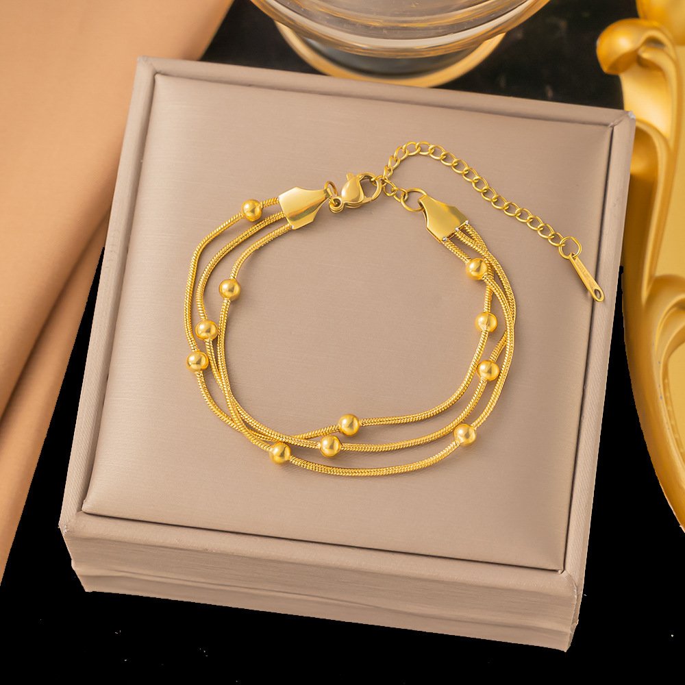 Multi Layered Gold Plated Adjustable Bracelet