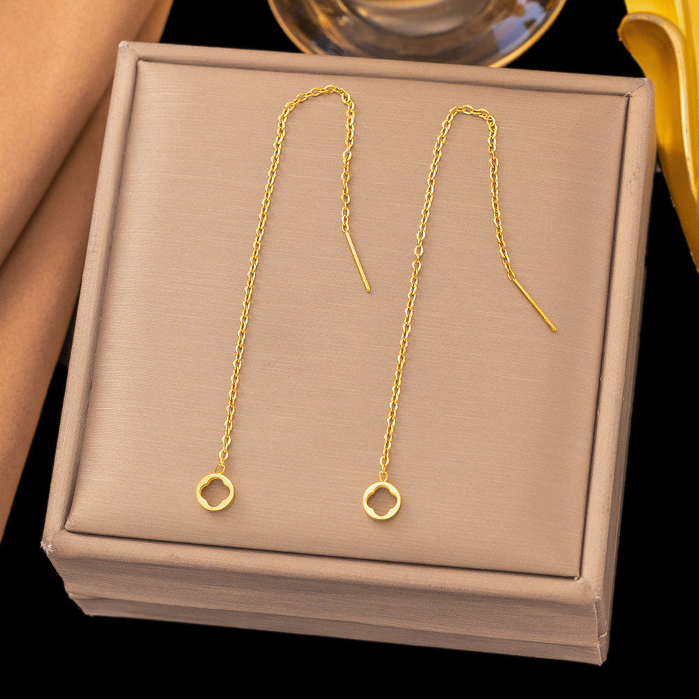 18K Gold Plated Open Circle Threader Earrings