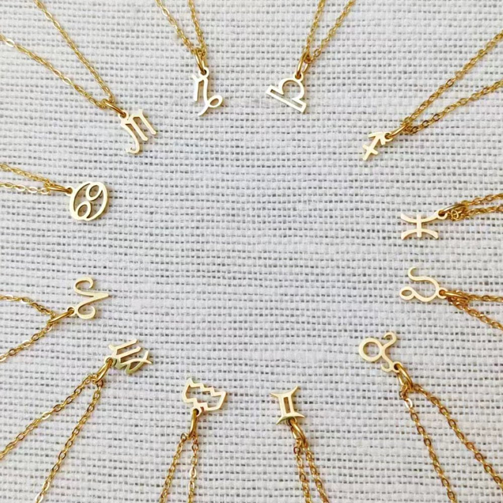 Personalized Zodiac Sign Gold Plated Necklace