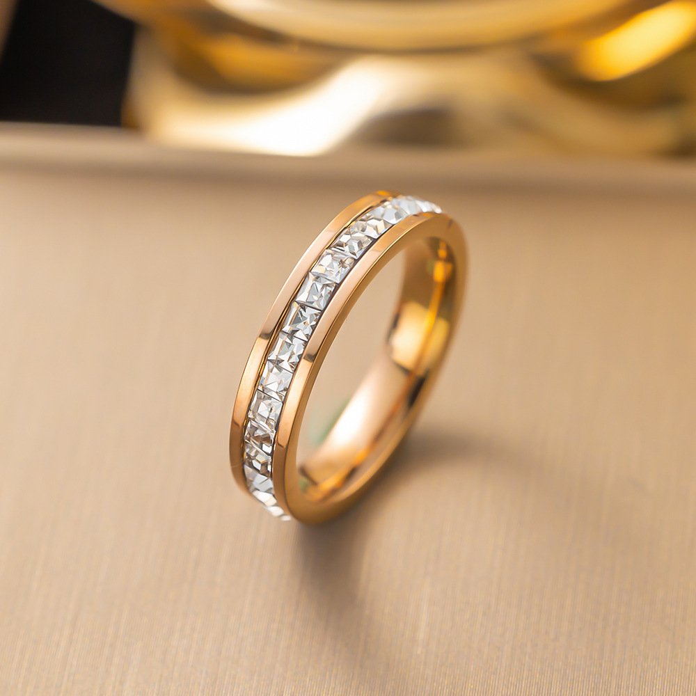 Gold-Plated Crystal Band Ring