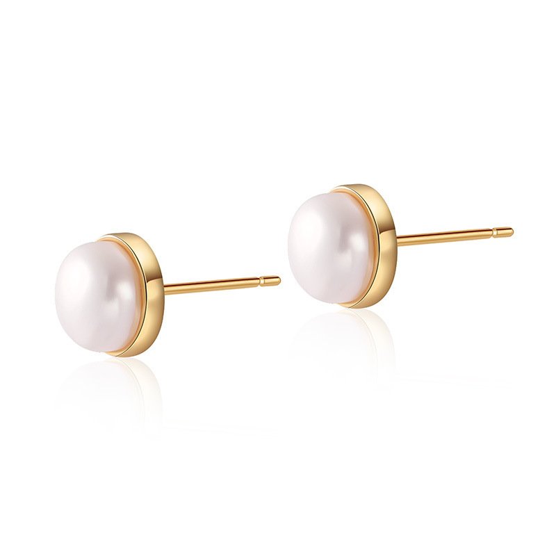 Minimal Goldplate Pearl Stud