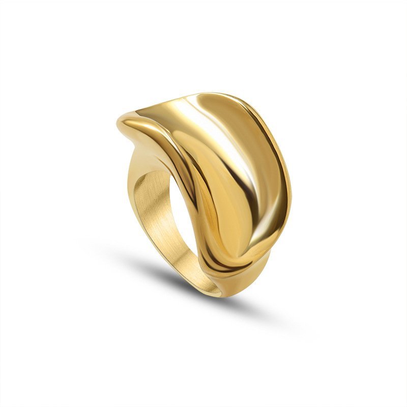 Gold Plated Chunky Abstract Ring - 7