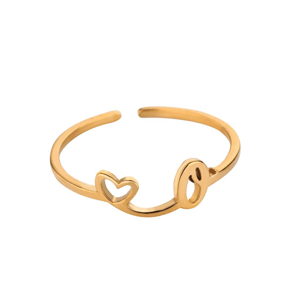 Minimal Gold Plated Initial Letter Adjustable Ring
