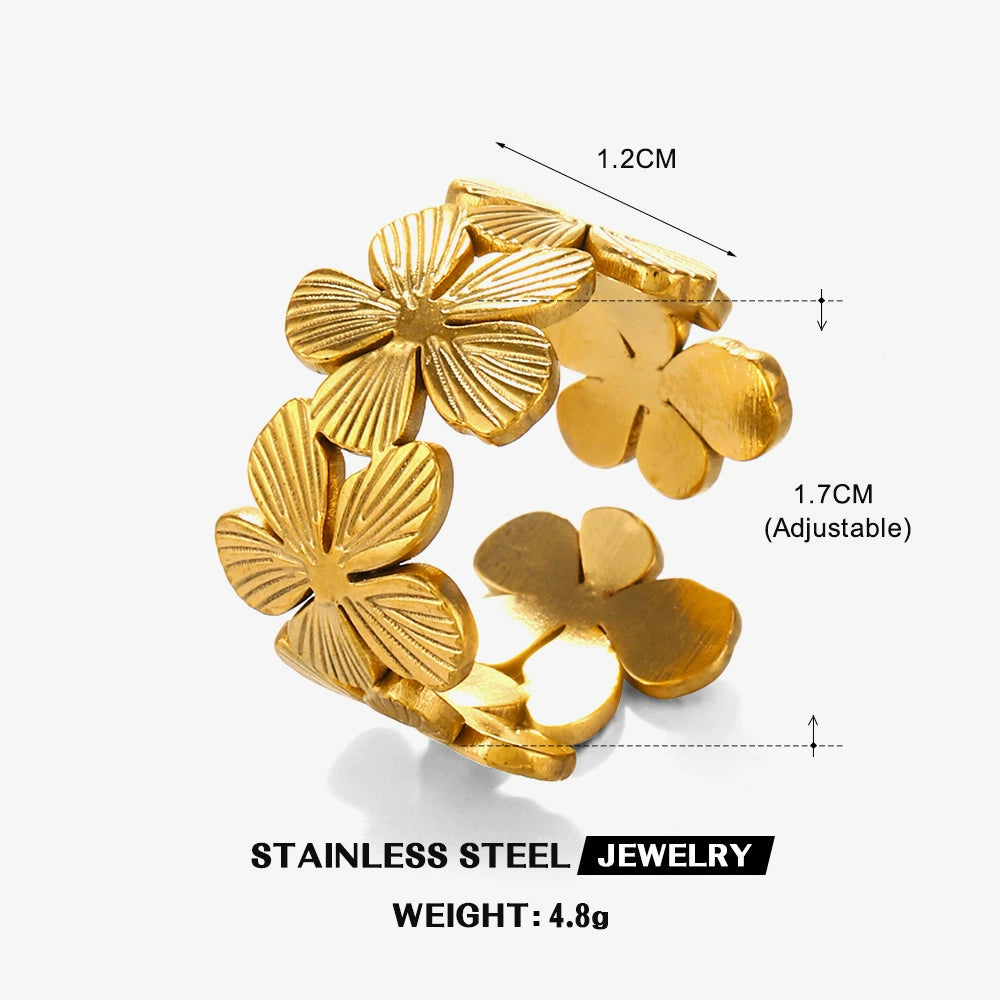 Gold Plated Floral Adjustable Ring