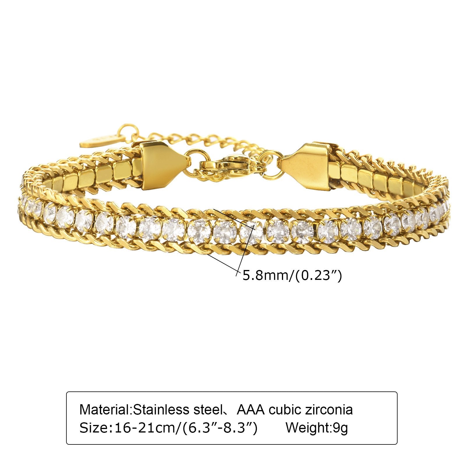 Premium Tripple Layered Crystal Studded Gold Plated Bracelet