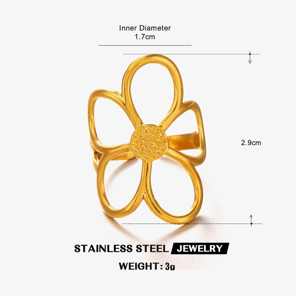 Gold Plated Flower Adjustable Ring