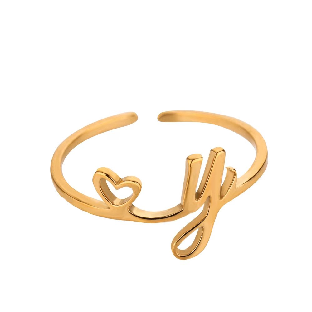 Minimal Gold Plated Initial Letter Adjustable Ring