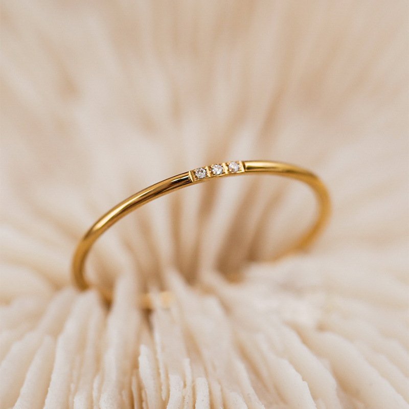 Thin Crystal Studded Waterproof Ring