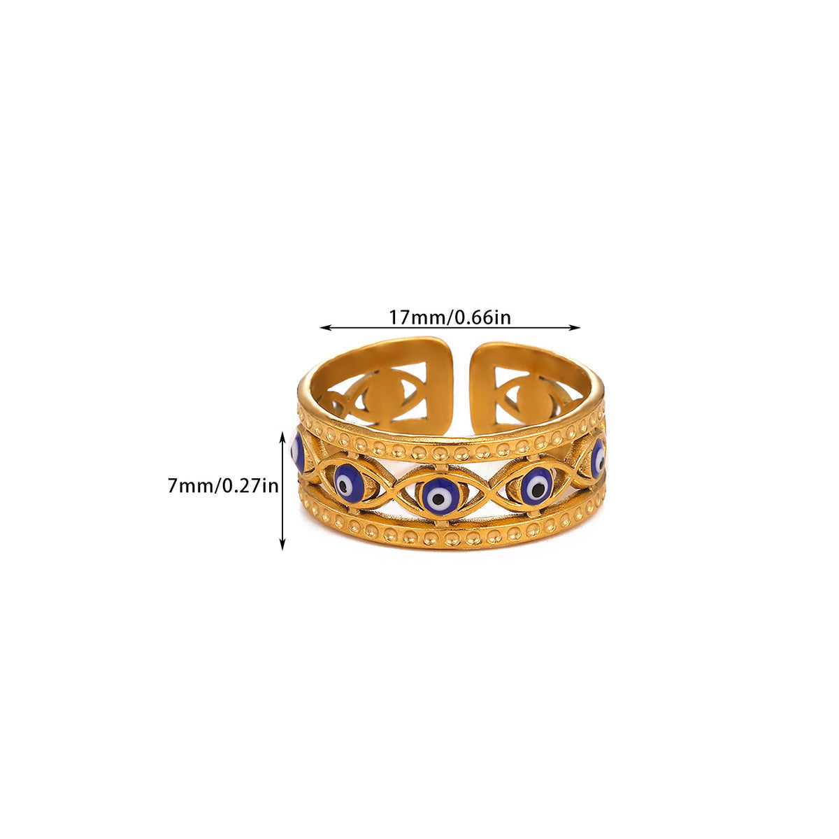 Amulet Blue Evil Eye Adjustable Ring