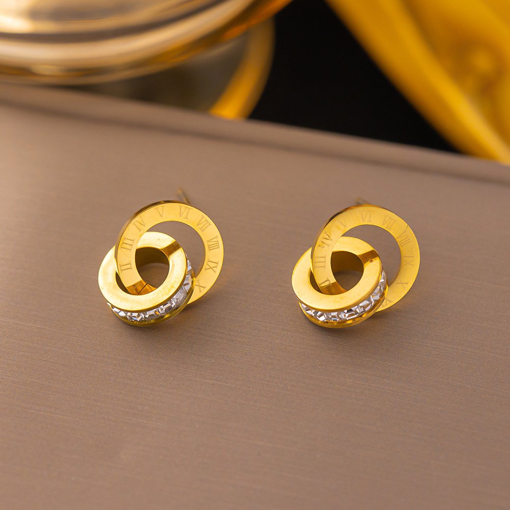 Minimal Tangled Rings Gold Plated Earrings