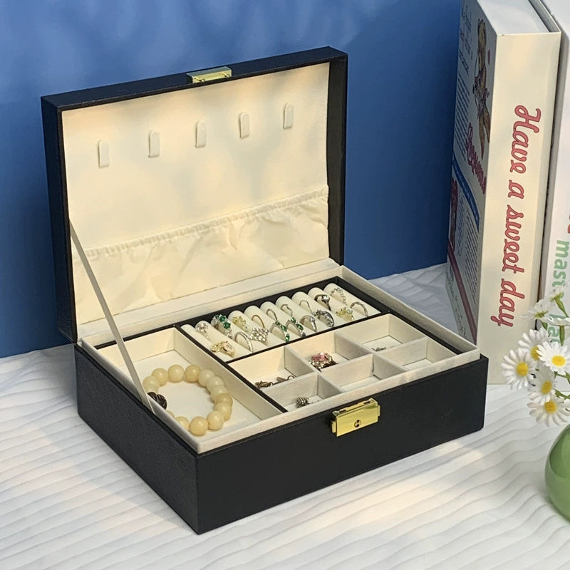 Luxury Large Briefcase Jewelry Organizer – Multi-Layer Storage Case - Black