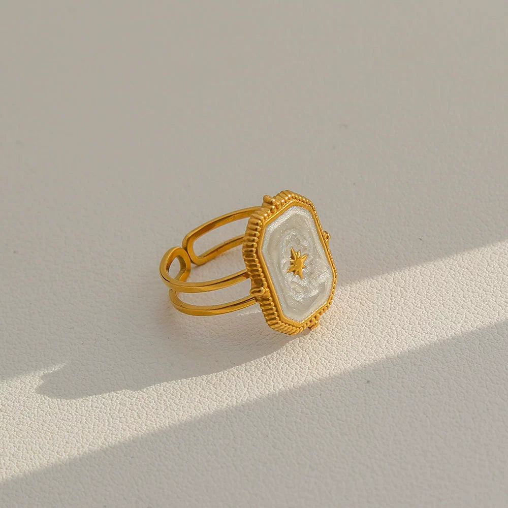 Celestial Pearl Star Adjustable Ring