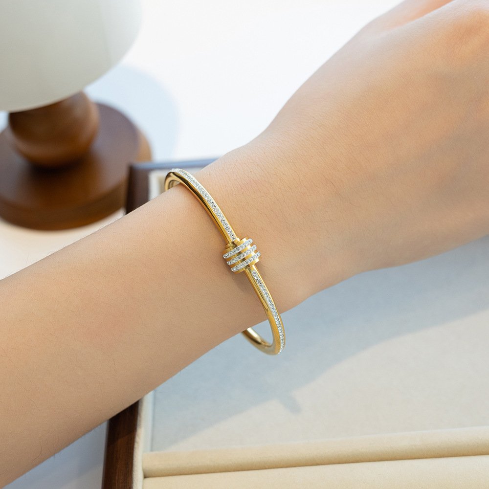 Gold Plated Crystal Studded Adjustable Bangle