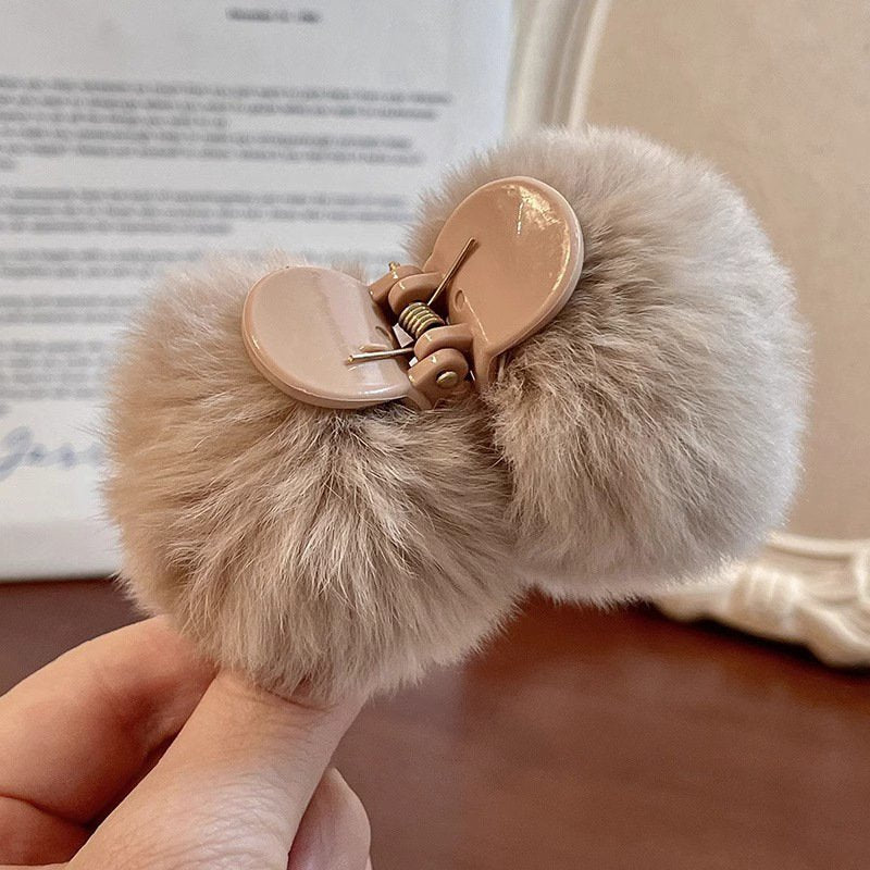 Cute Light Brown Double Coated Furr Hair Clip
