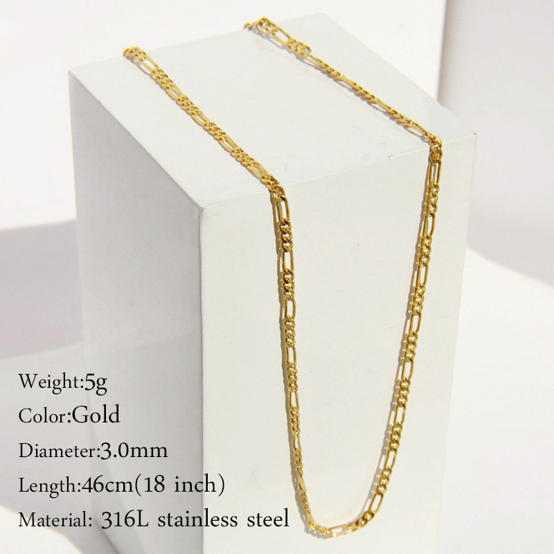 Plain Gold Plated Figaro Long Short Chain