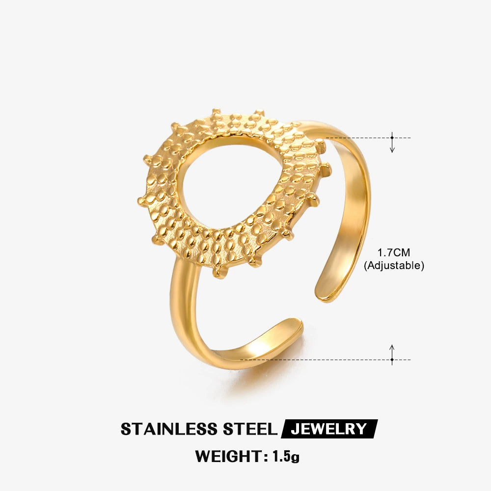 Gold Plated Adjustable Sunburst Ring