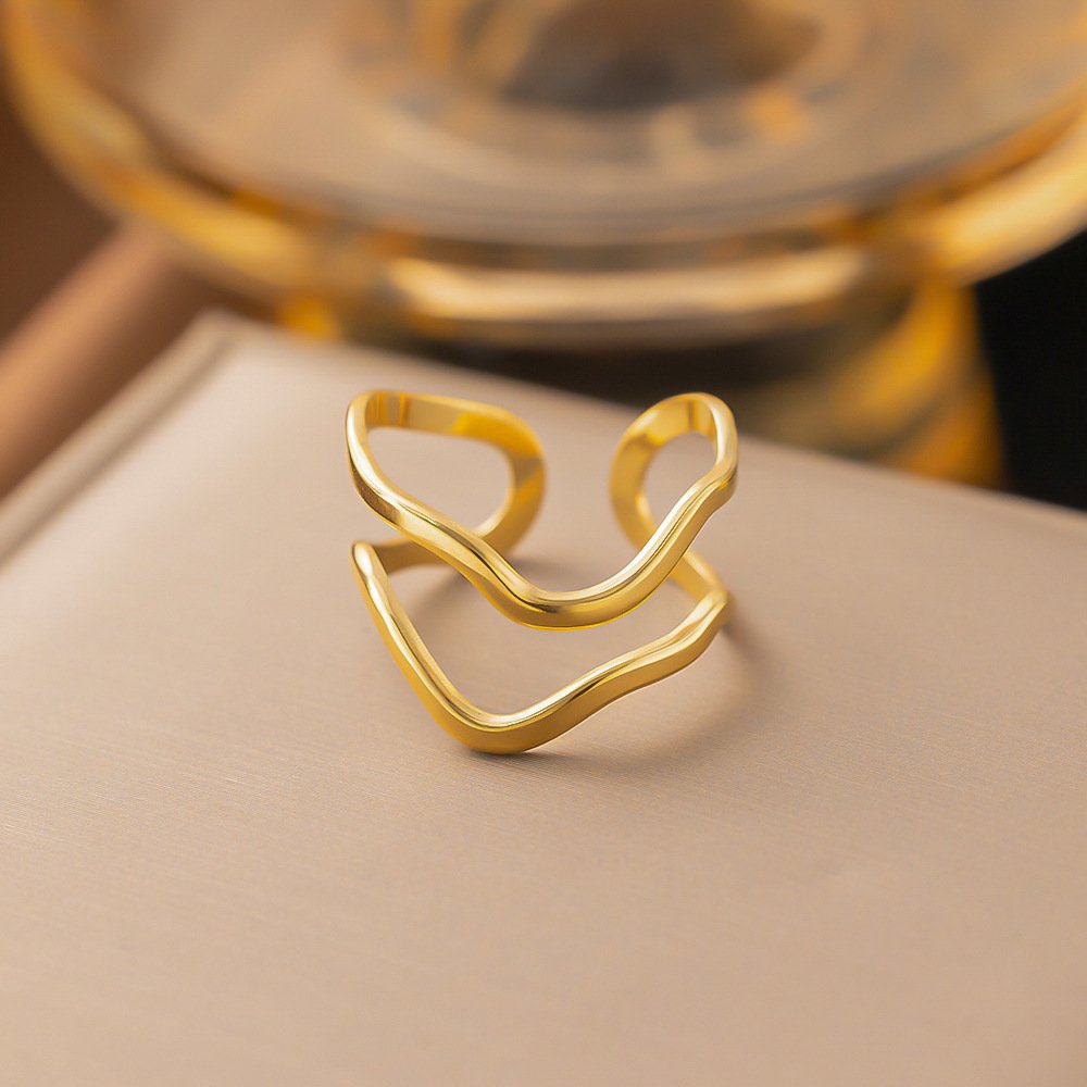 Loop Wave Gold Plated Adjustable Ring