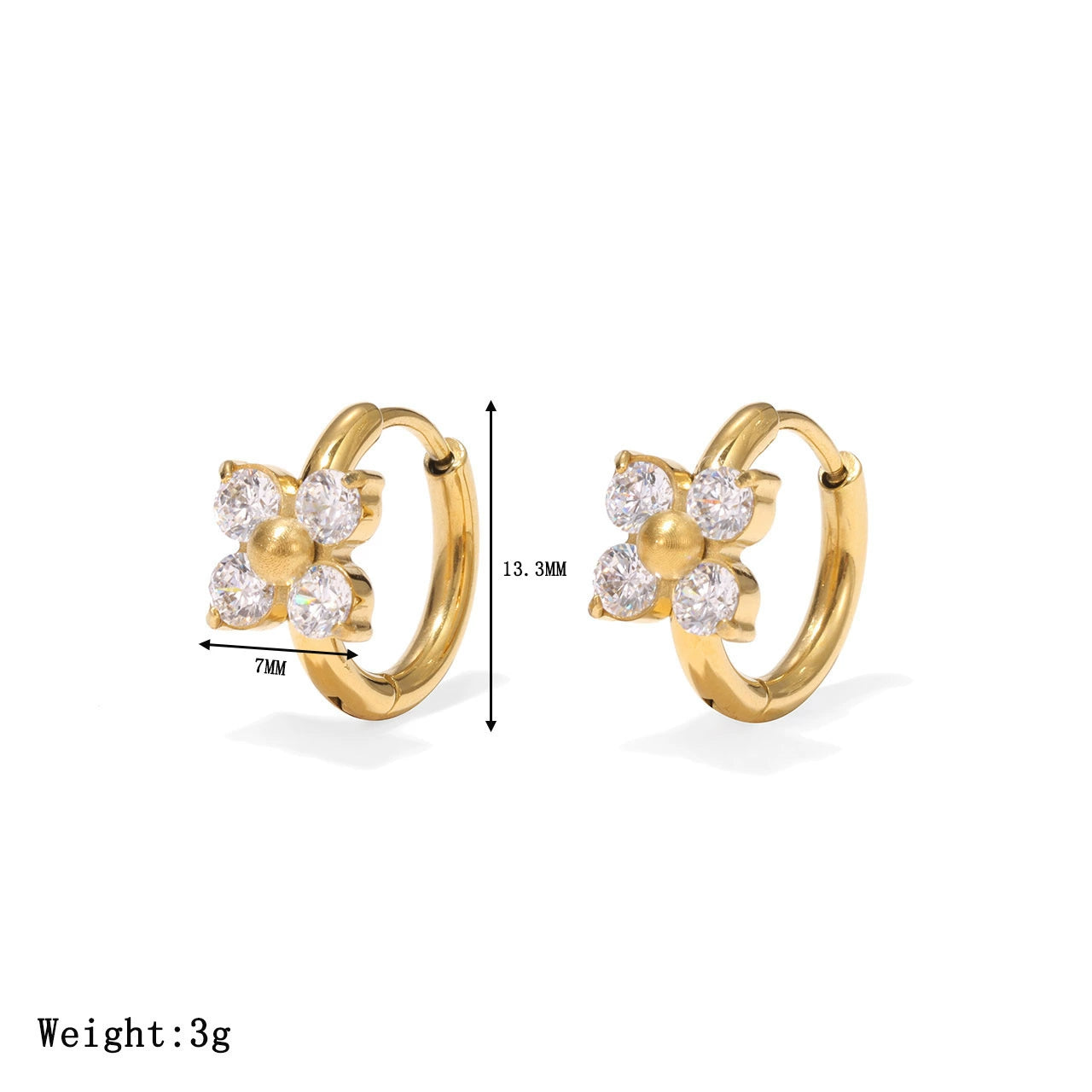 Crystal Daisy Huggie Hoop Earrings