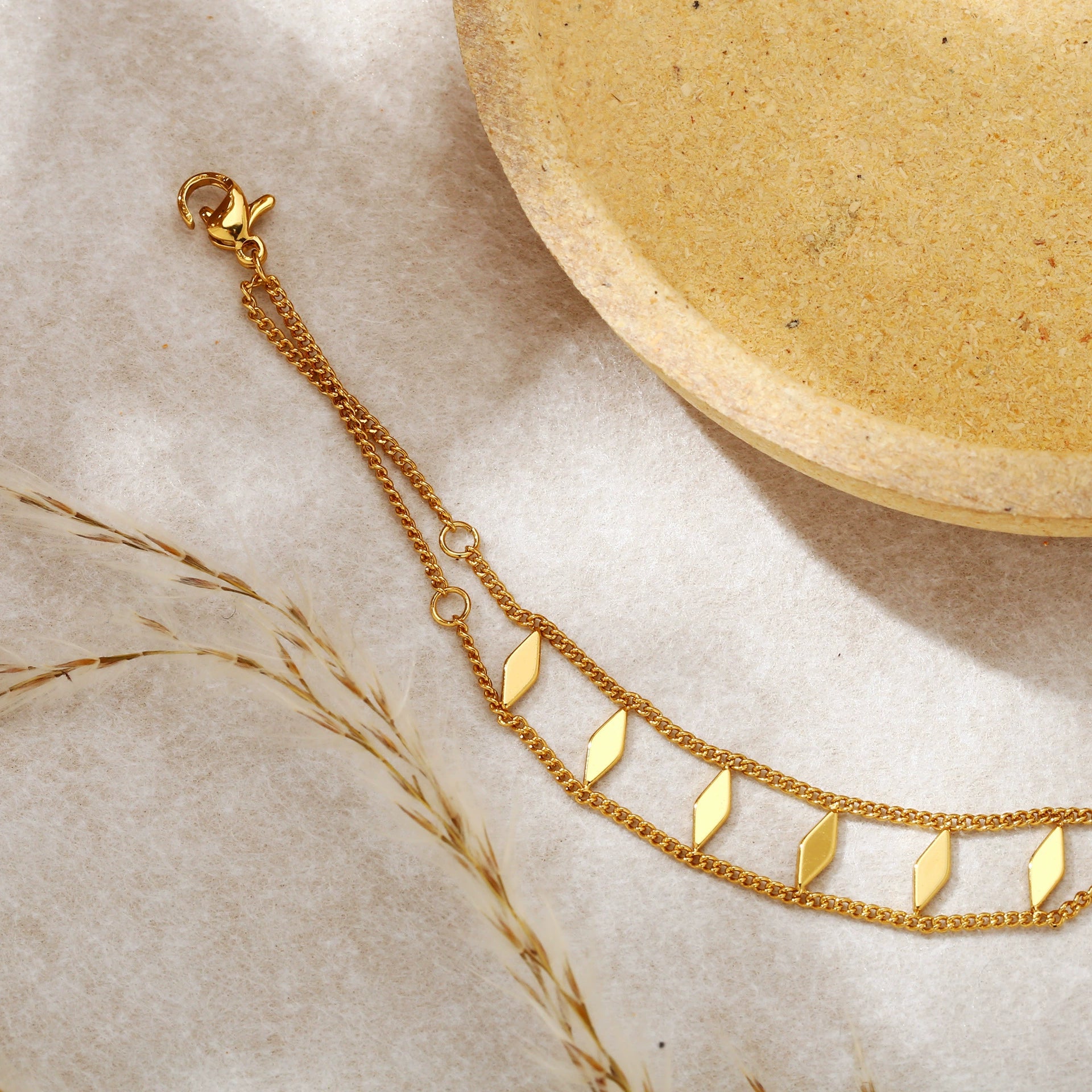18K Gold Plated Double-Layer Diamond Station Bracelet
