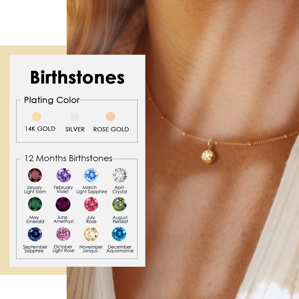 Personalized Birth Stone Necklace - Perfect for Gift