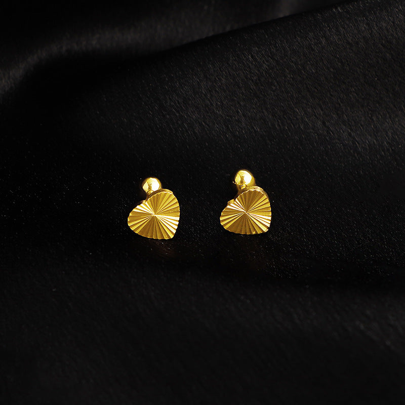 Gold Plated Heart-Shaped Stud Earrings