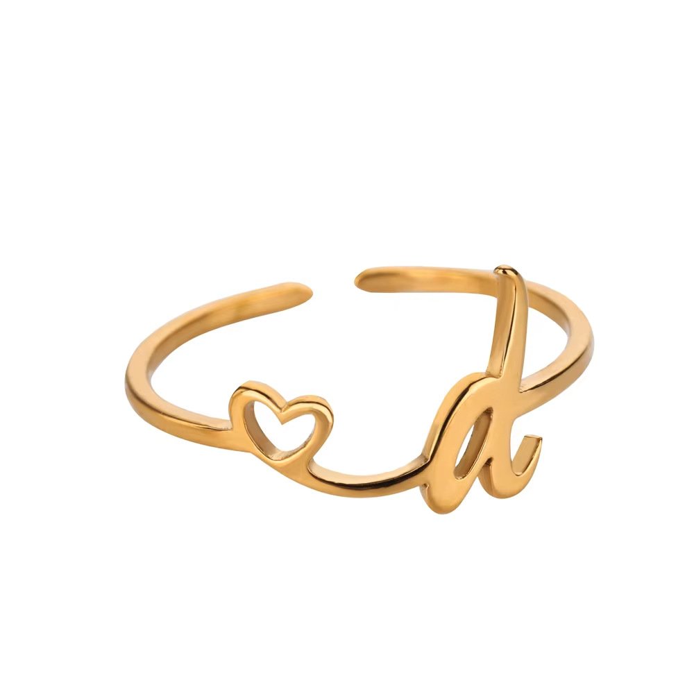 Minimal Gold Plated Initial Letter Adjustable Ring