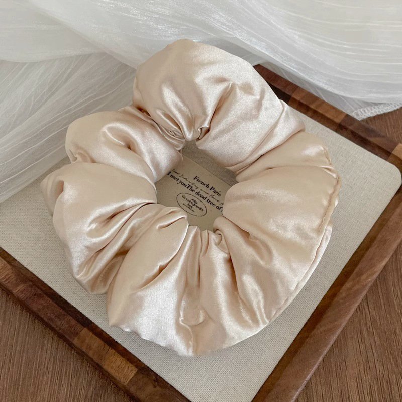 Premium Smooth Fabric Scrunchy with Volume - Beige