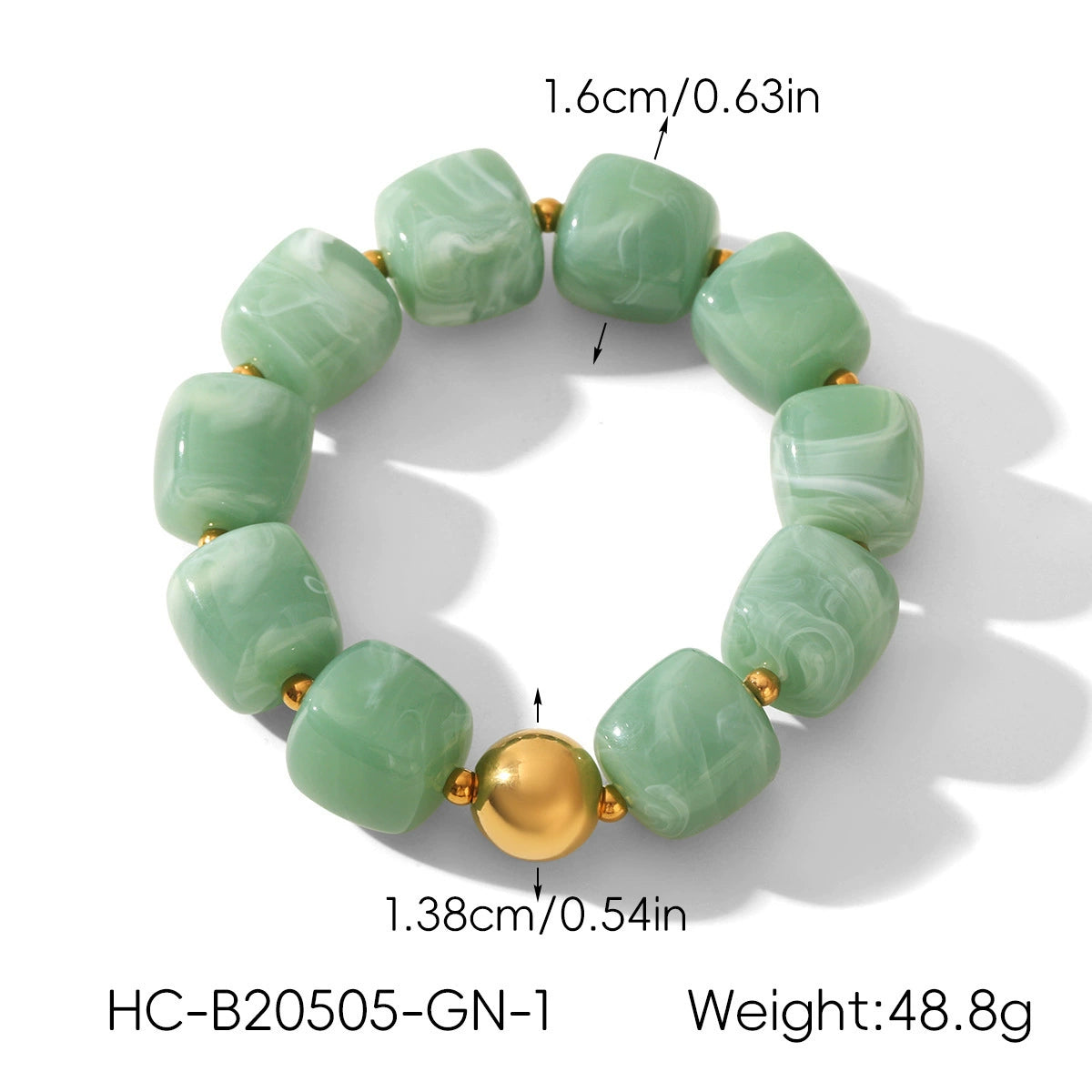 Jade Glow Chunky Bead Stretch Bracelet