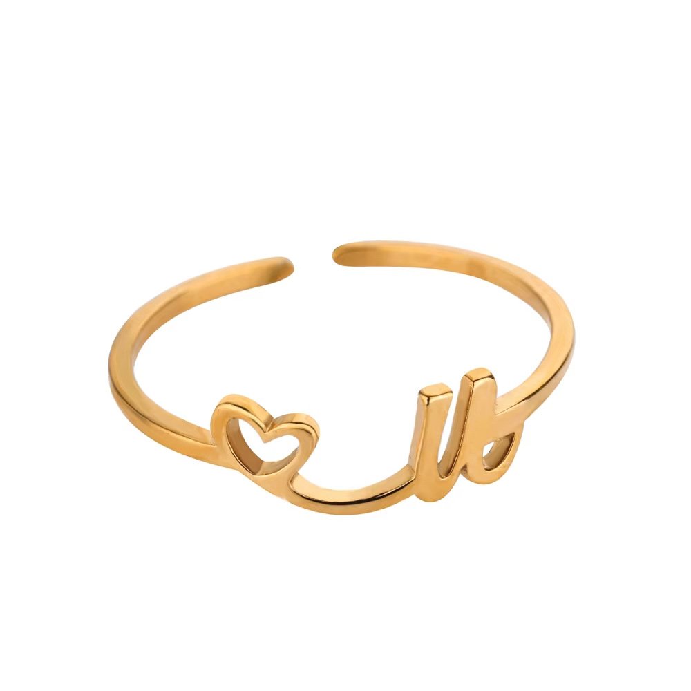 Minimal Gold Plated Initial Letter Adjustable Ring