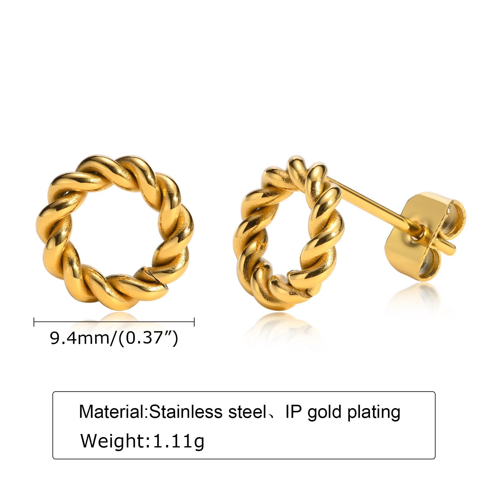 Ultra Small Dainty Twisted Gold Plated Earrings