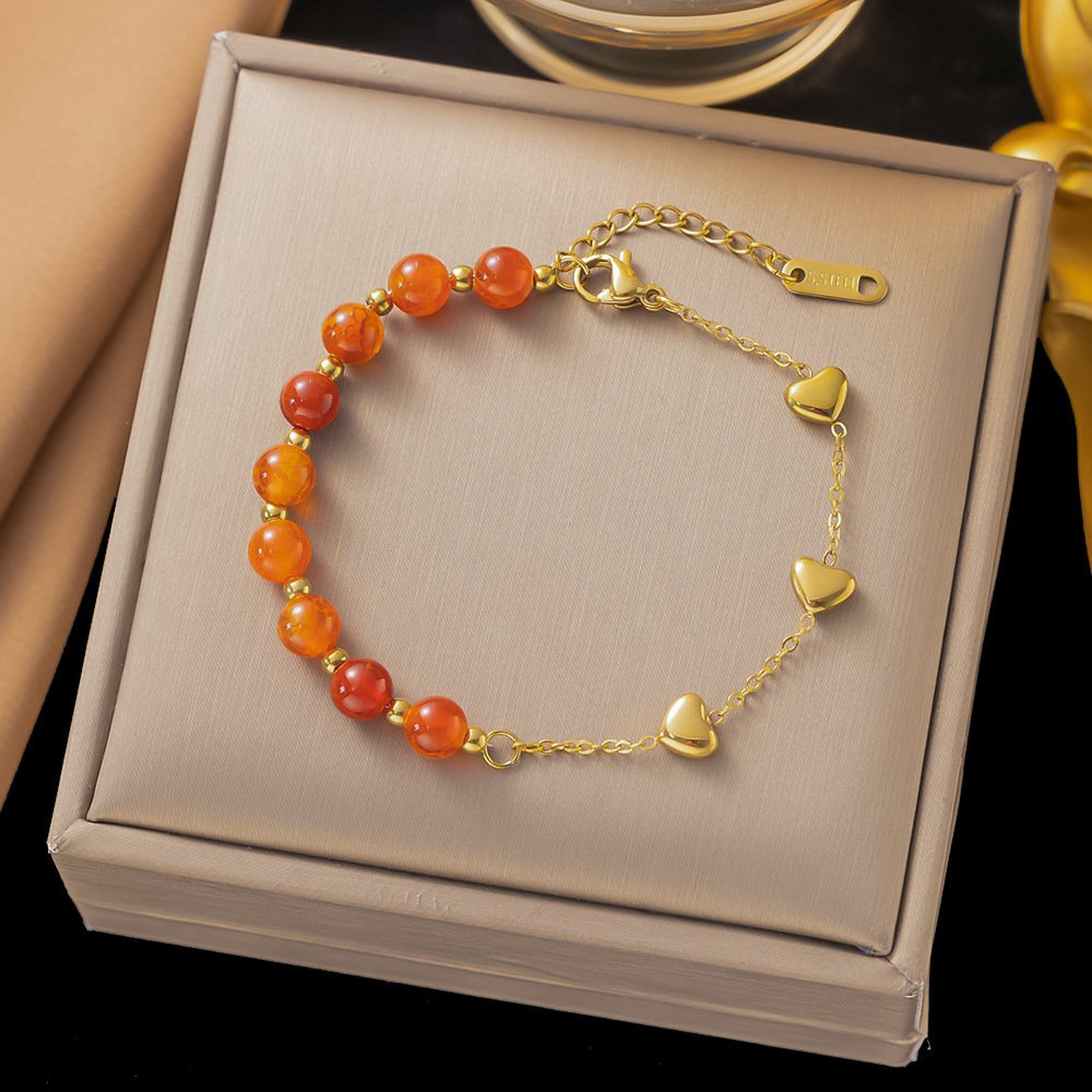 Gold Plated Fire Stone Bracelet / Neclace