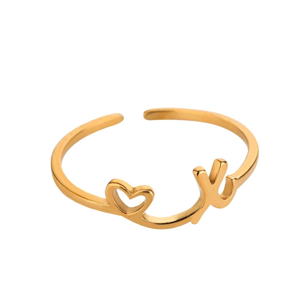 Minimal Gold Plated Initial Letter Adjustable Ring