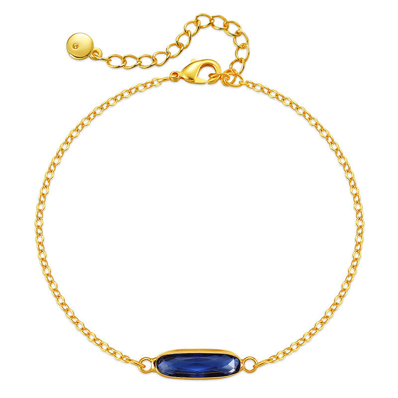 18K Gold Plated Blue Bar Gemstone Bracelet