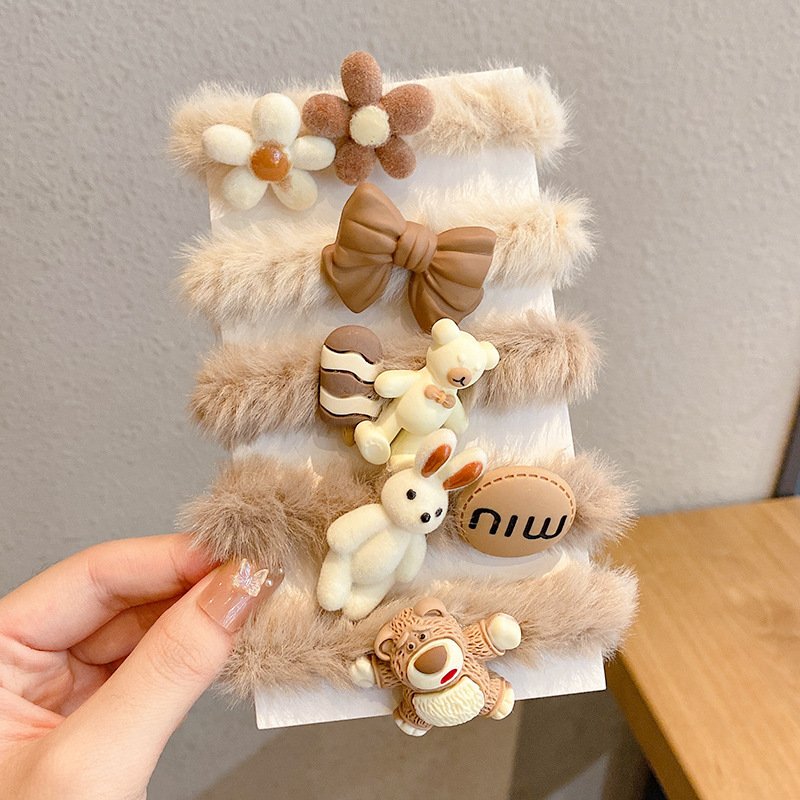Set of 5 Cute Beige Color Hairbands