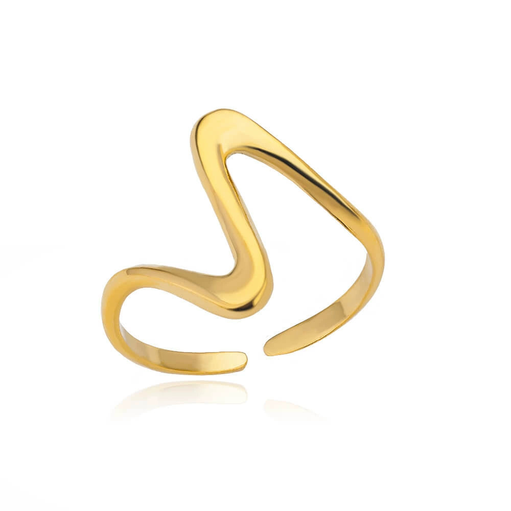 Modern Abstract Adjustable Gold Plated Ring