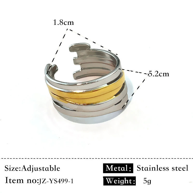 Multi-Band Dual-Tone Adjustable Stainless Steel Ring – Gold & Silver Finish