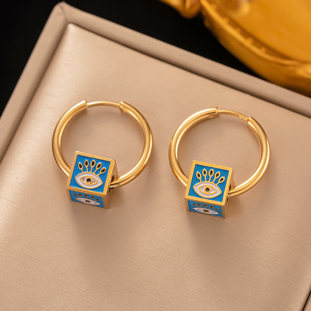 Vintage Cube Shaped Gold Plated Earrings
