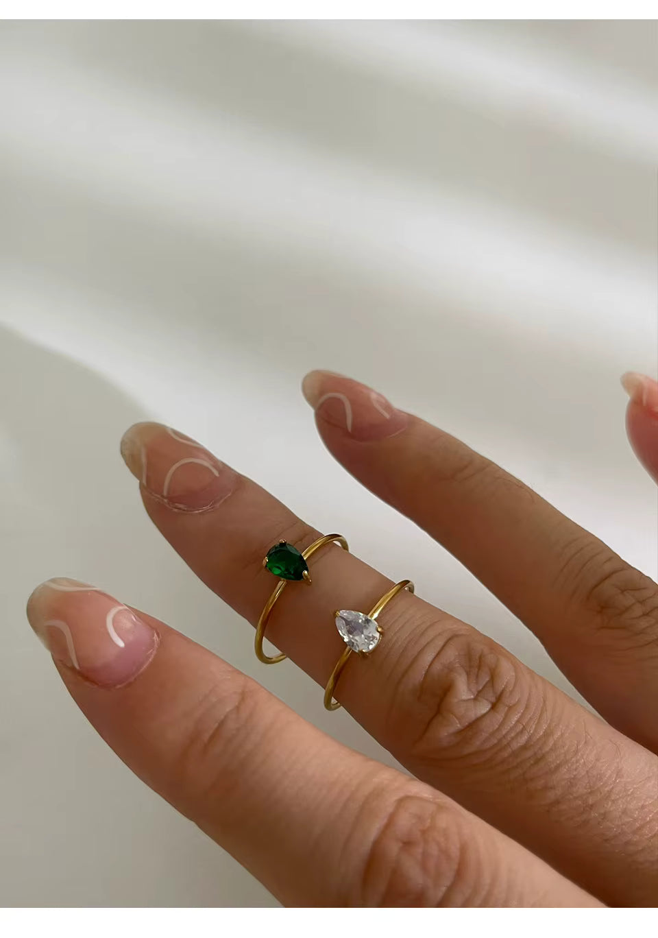 Elegant Gold Plated White Crystal Adjustable RIng
