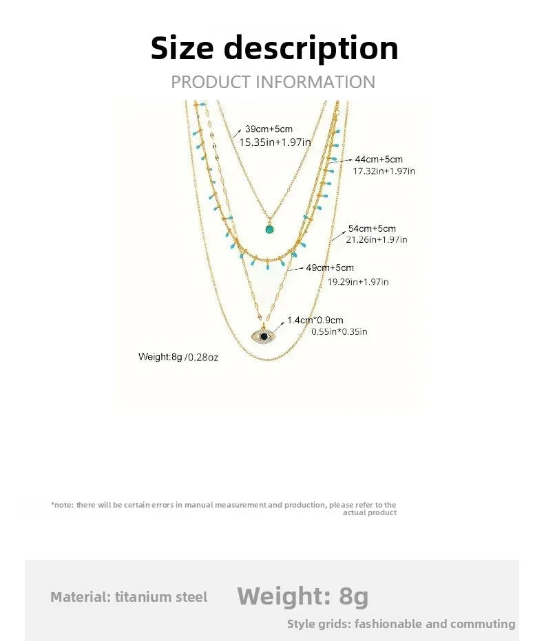 4 Layered Egyptian Evil Eye Gold Plated Necklace