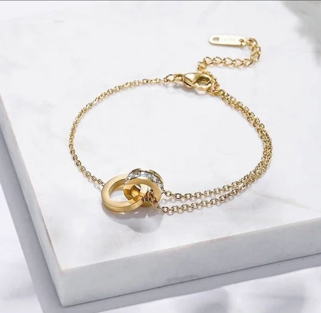 Minimal Tangled Rings Rose Gold Bracelet