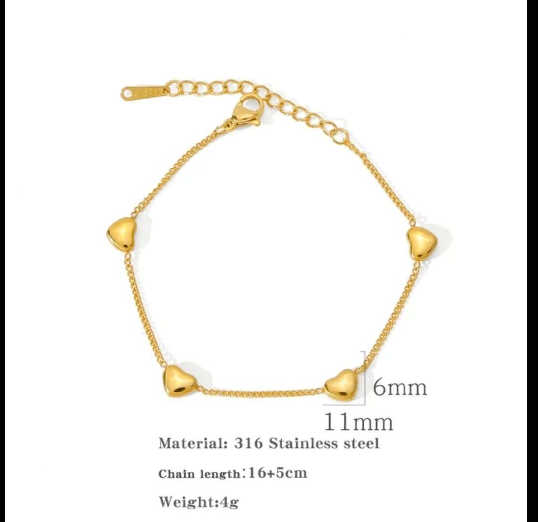 Heart Shape Gold Plate Bracelet
