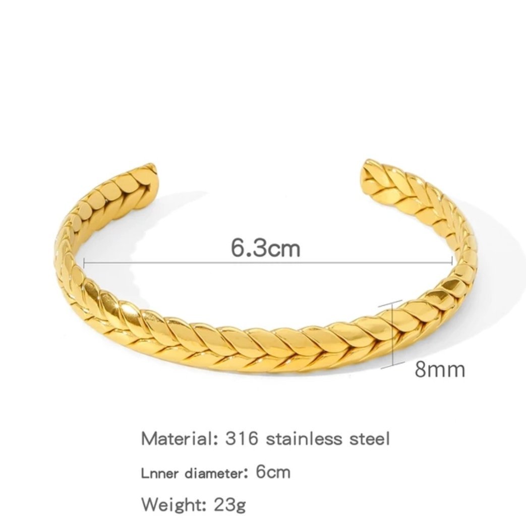 Minimal 18K Gold Plated Adjustable Bangle