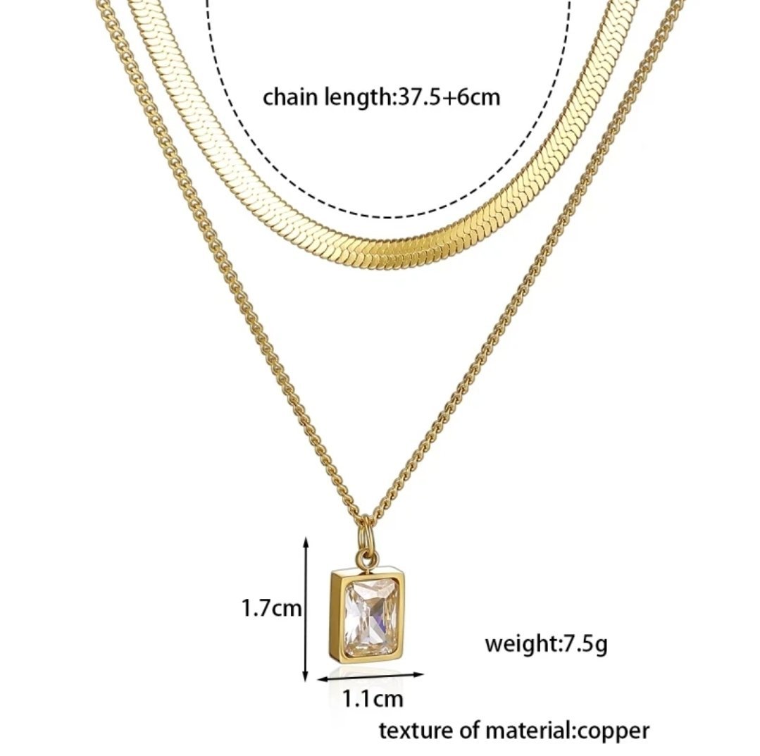 Double Layered Crystal-Studded Necklace