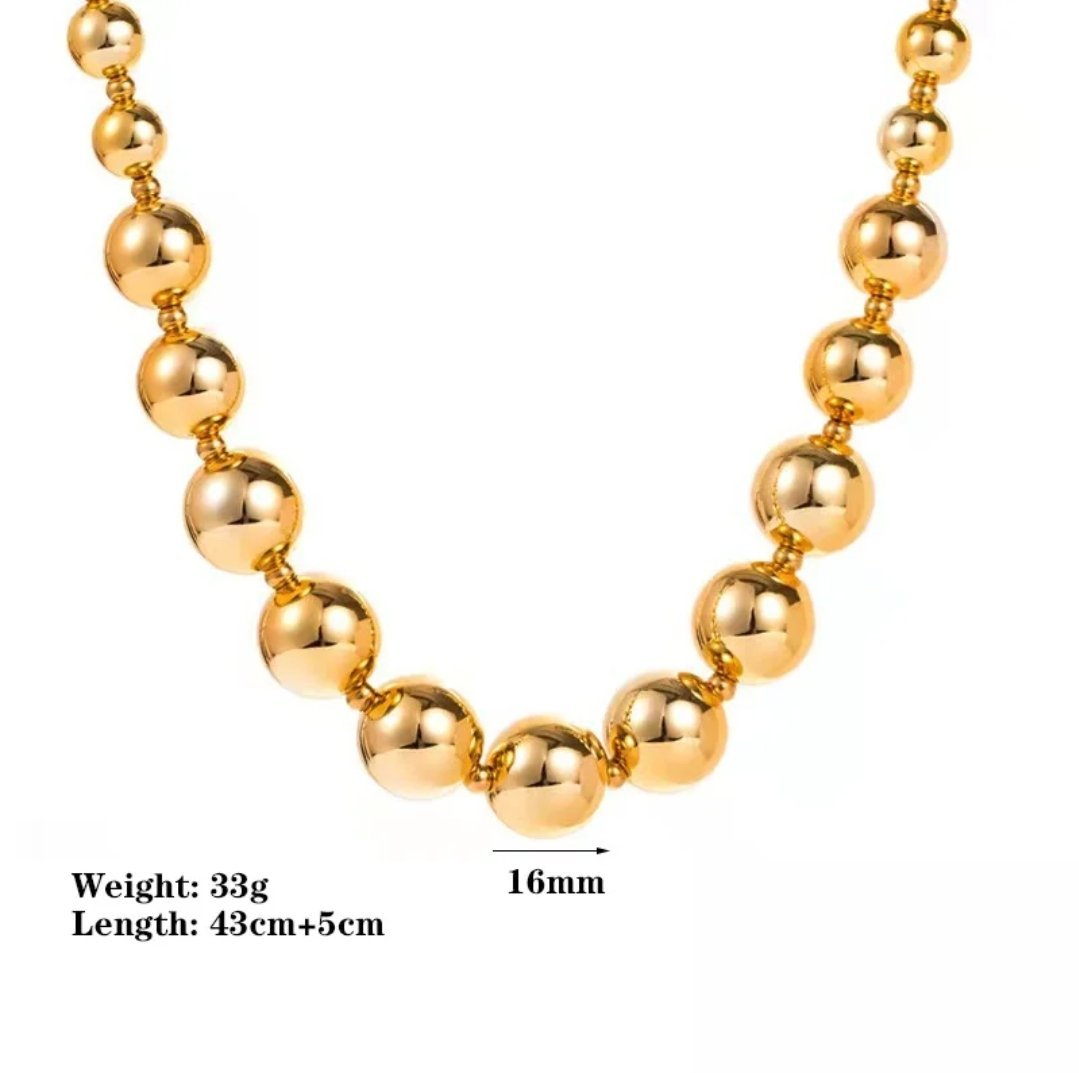 Bold Large Beads Gold Plated Necklace